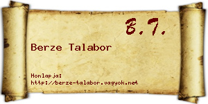 Berze Talabor névjegykártya